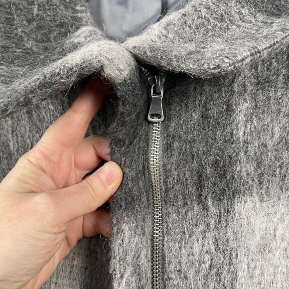 Talbots Jacket Womens 16 Grey Alpaca Wool Blend Plaid Full Zip - Picture 5 of 8